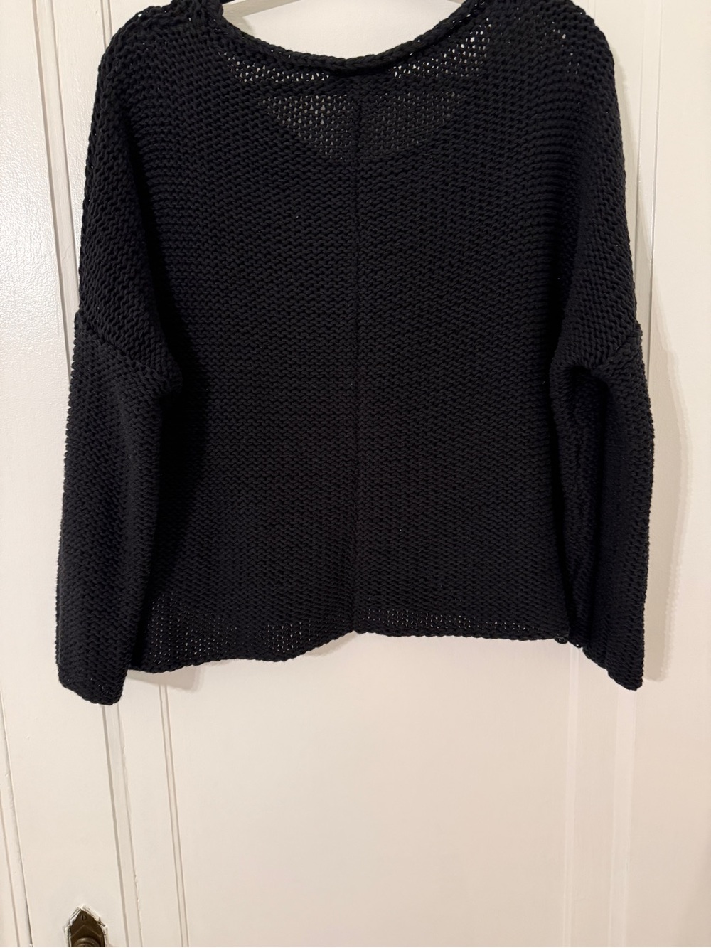 Wooden Ships Black Open Knit Crewneck Sweater